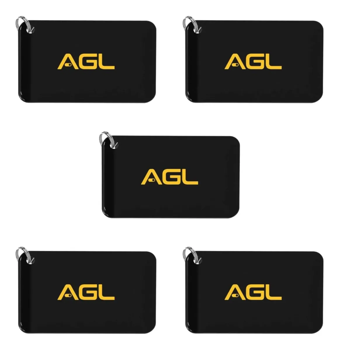 Kit com 5 chaveiros cartão de aproximação AGL oferecidos como brinde